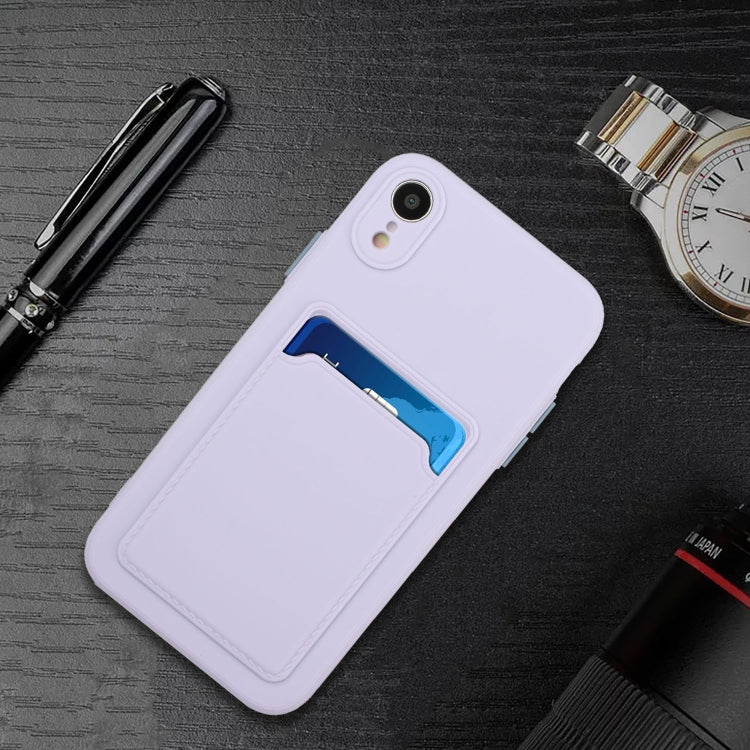 For iPhone XR Card Slot Design Shockproof TPU Protective Case(Purple) by buy2fix