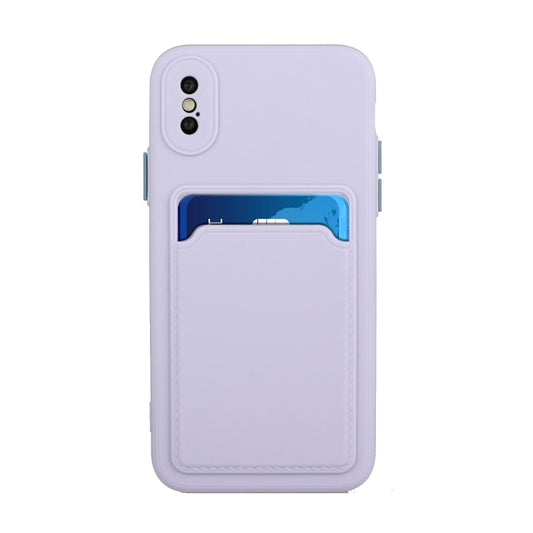 For iPhone XS Max Card Slot Design Shockproof TPU Protective Case(Purple) - More iPhone Cases by buy2fix | Online Shopping UK | buy2fix