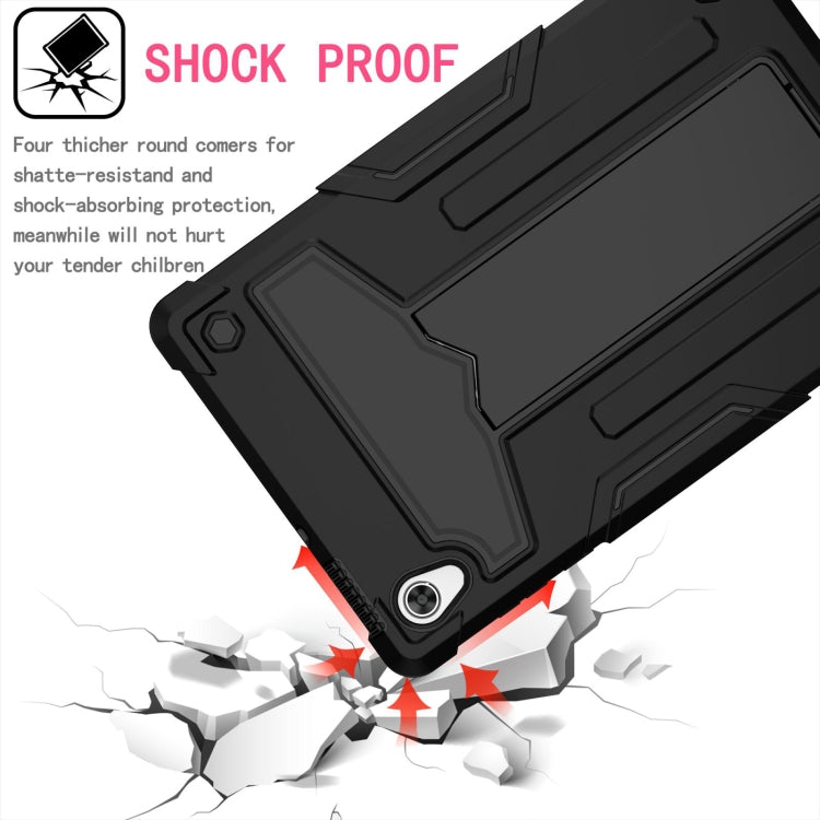 For Lenovo Tab M10 HD 2nd Gen TB-X306X T-shaped Bracket Contrast Color Shockproof PC + Silicone Flat Protective Case(Black) by buy2fix