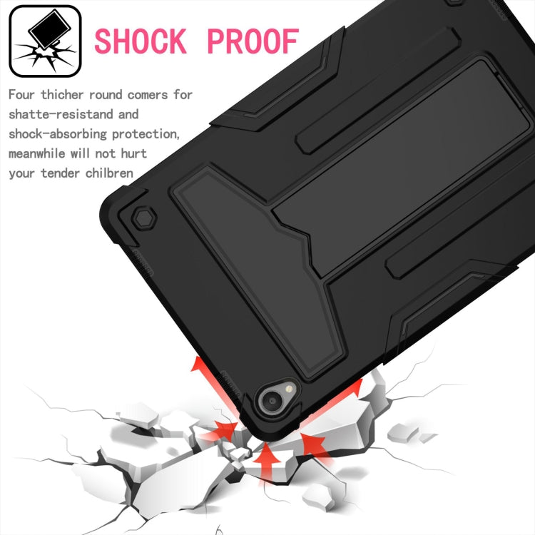 For Lenovo Tab P11 (Tab-J606F) T-shaped Bracket Contrast Color Shockproof PC + Silicone Flat Protective Case(Black) - Lenovo by buy2fix | Online Shopping UK | buy2fix