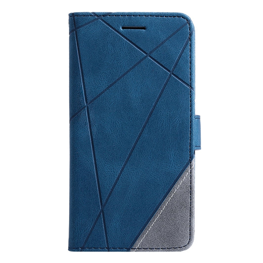 For Samsung Galaxy A12 Skin Feel Splicing Horizontal Flip Leather Case with Holder & Card Slots & Wallet & Photo Frame(Blue) by buy2fix