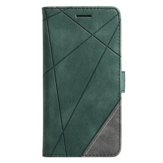 For Samsung Galaxy A12 Skin Feel Splicing Horizontal Flip Leather Case with Holder & Card Slots & Wallet & Photo Frame(Green) by buy2fix
