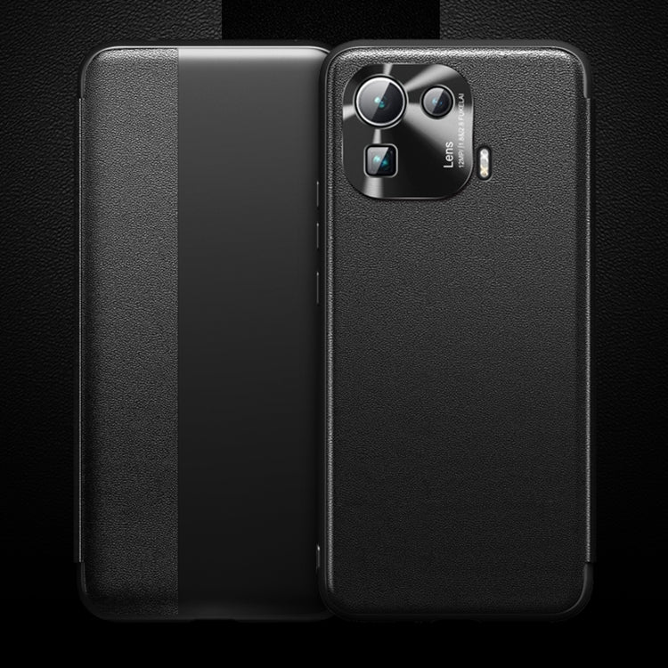 For Xiaomi Mi 11 Pro Magnetic Side Window View Shockproof Horizontal Flip Leather Case(Black) - Xiaomi Cases by buy2fix | Online Shopping UK | buy2fix