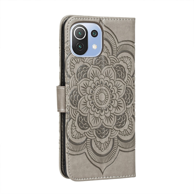 For Xiaomi Mi 11 Lite Mandala Embossing Pattern Horizontal Flip PU Leather Case with Holder & Card Slots & Wallet & Lanyard(Grey) - Xiaomi Cases by buy2fix | Online Shopping UK | buy2fix