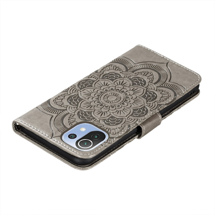 For Xiaomi Mi 11 Lite Mandala Embossing Pattern Horizontal Flip PU Leather Case with Holder & Card Slots & Wallet & Lanyard(Grey) - Xiaomi Cases by buy2fix | Online Shopping UK | buy2fix