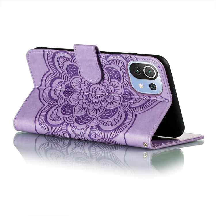 For Xiaomi Mi 11 Lite Mandala Embossing Pattern Horizontal Flip PU Leather Case with Holder & Card Slots & Wallet & Lanyard(Purple) - Xiaomi Cases by buy2fix | Online Shopping UK | buy2fix