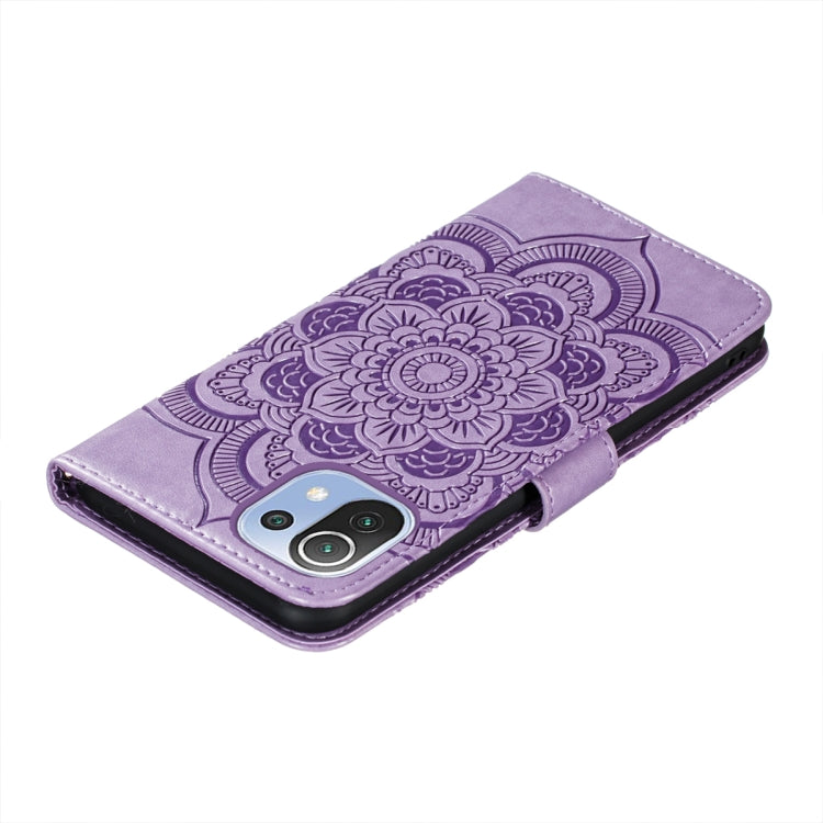 For Xiaomi Mi 11 Lite Mandala Embossing Pattern Horizontal Flip PU Leather Case with Holder & Card Slots & Wallet & Lanyard(Purple) - Xiaomi Cases by buy2fix | Online Shopping UK | buy2fix