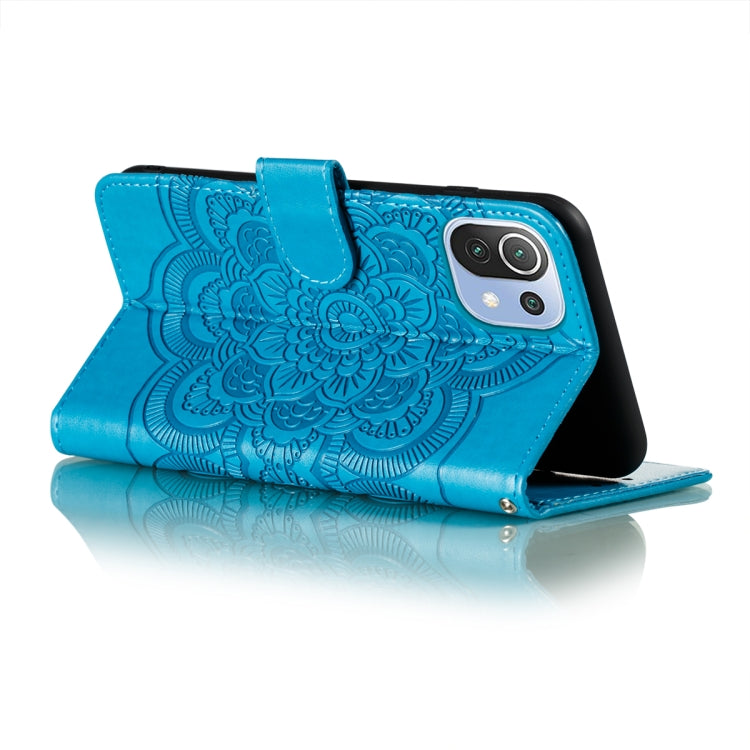 For Xiaomi Mi 11 Lite Mandala Embossing Pattern Horizontal Flip PU Leather Case with Holder & Card Slots & Wallet & Lanyard(Blue) - Xiaomi Cases by buy2fix | Online Shopping UK | buy2fix