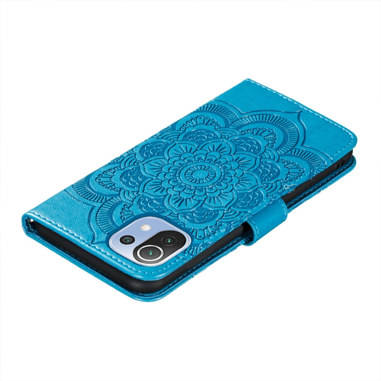 For Xiaomi Mi 11 Lite Mandala Embossing Pattern Horizontal Flip PU Leather Case with Holder & Card Slots & Wallet & Lanyard(Blue) - Xiaomi Cases by buy2fix | Online Shopping UK | buy2fix