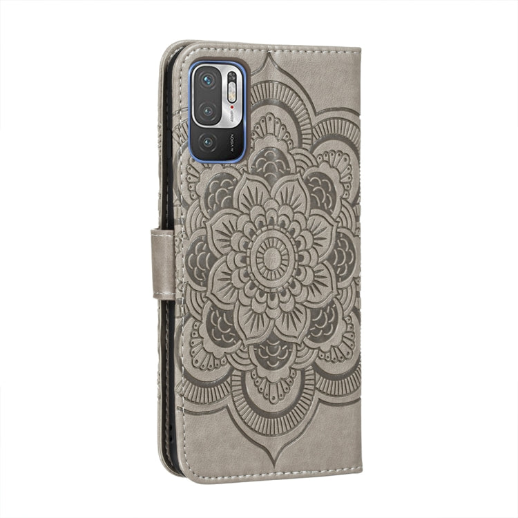 For Xiaomi Redmi Note 10 5G Mandala Embossing Pattern Horizontal Flip PU Leather Case with Holder & Card Slots & Wallet & Lanyard(Grey) - Xiaomi Cases by buy2fix | Online Shopping UK | buy2fix