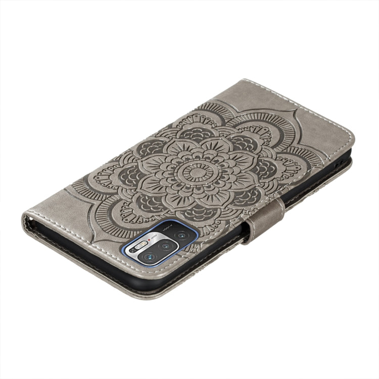 For Xiaomi Redmi Note 10 5G Mandala Embossing Pattern Horizontal Flip PU Leather Case with Holder & Card Slots & Wallet & Lanyard(Grey) - Xiaomi Cases by buy2fix | Online Shopping UK | buy2fix