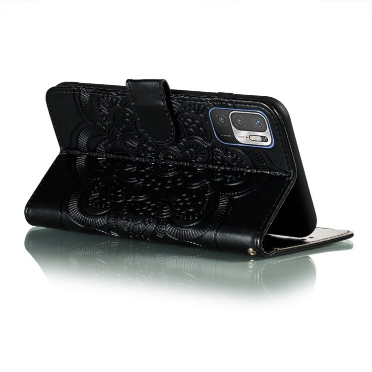 For Xiaomi Redmi Note 10 5G Mandala Embossing Pattern Horizontal Flip PU Leather Case with Holder & Card Slots & Wallet & Lanyard(Black) - Xiaomi Cases by buy2fix | Online Shopping UK | buy2fix