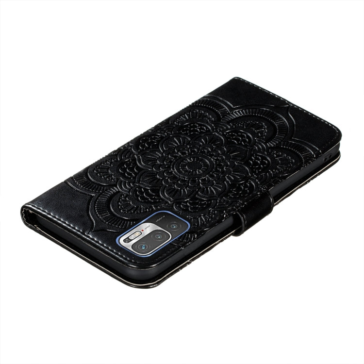 For Xiaomi Redmi Note 10 5G Mandala Embossing Pattern Horizontal Flip PU Leather Case with Holder & Card Slots & Wallet & Lanyard(Black) - Xiaomi Cases by buy2fix | Online Shopping UK | buy2fix