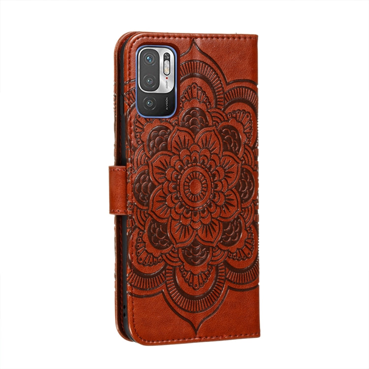 For Xiaomi Redmi Note 10 5G Mandala Embossing Pattern Horizontal Flip PU Leather Case with Holder & Card Slots & Wallet & Lanyard(Brown) - Xiaomi Cases by buy2fix | Online Shopping UK | buy2fix