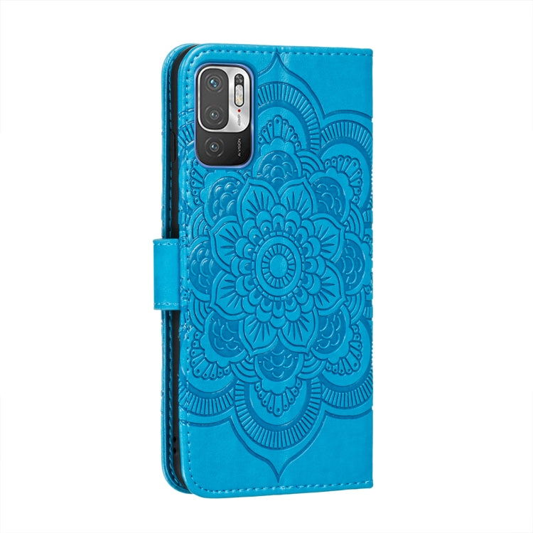 For Xiaomi Redmi Note 10 5G Mandala Embossing Pattern Horizontal Flip PU Leather Case with Holder & Card Slots & Wallet & Lanyard(Blue) - Xiaomi Cases by buy2fix | Online Shopping UK | buy2fix