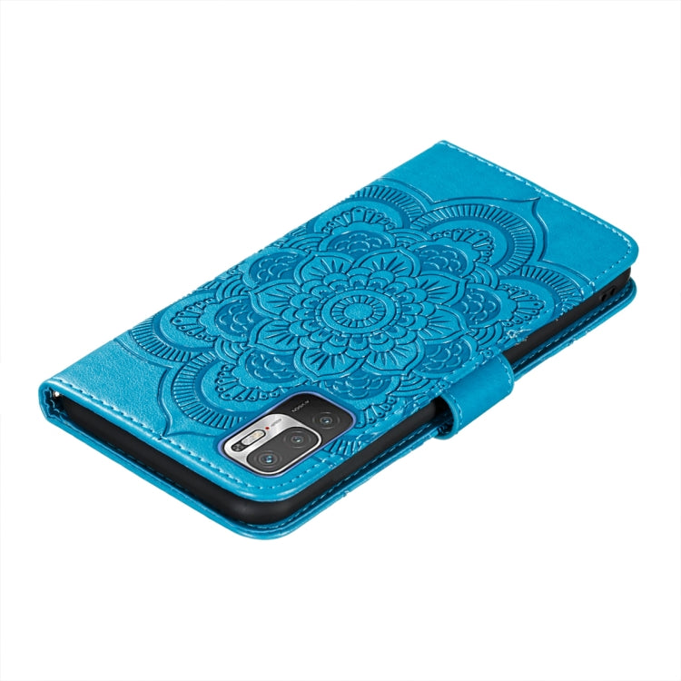 For Xiaomi Redmi Note 10 5G Mandala Embossing Pattern Horizontal Flip PU Leather Case with Holder & Card Slots & Wallet & Lanyard(Blue) - Xiaomi Cases by buy2fix | Online Shopping UK | buy2fix