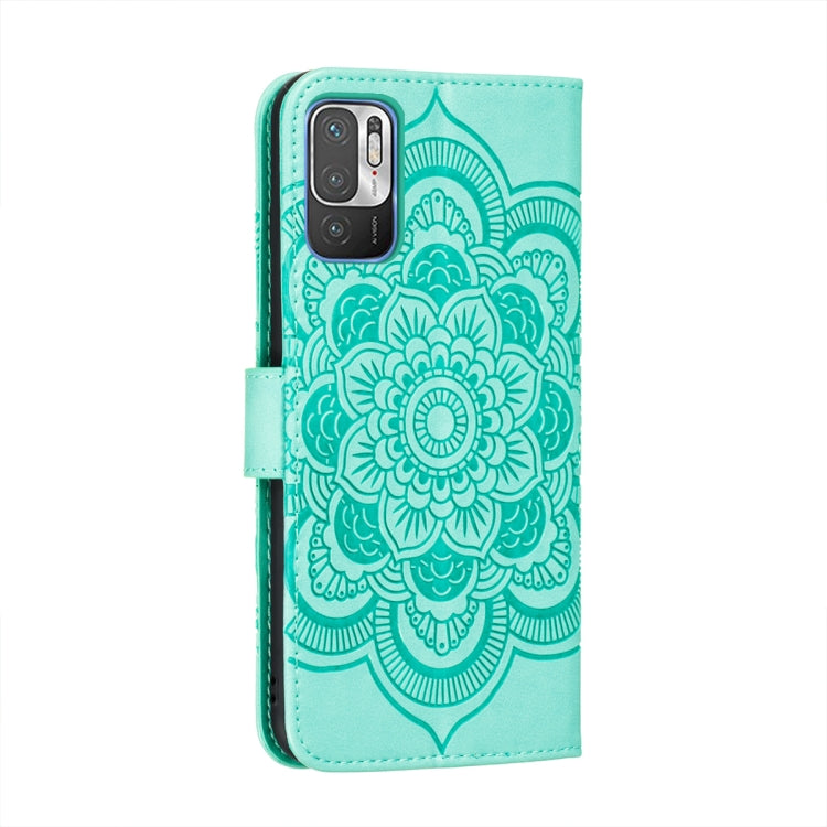 For Xiaomi Redmi Note 10 5G Mandala Embossing Pattern Horizontal Flip PU Leather Case with Holder & Card Slots & Wallet & Lanyard(Green) - Xiaomi Cases by buy2fix | Online Shopping UK | buy2fix