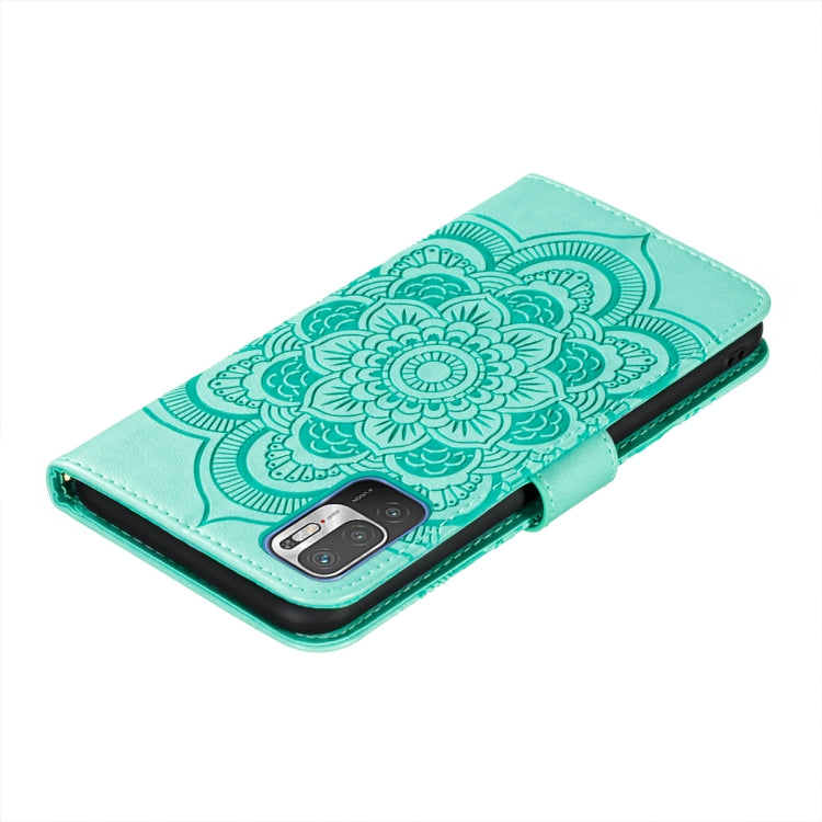 For Xiaomi Redmi Note 10 5G Mandala Embossing Pattern Horizontal Flip PU Leather Case with Holder & Card Slots & Wallet & Lanyard(Green) - Xiaomi Cases by buy2fix | Online Shopping UK | buy2fix