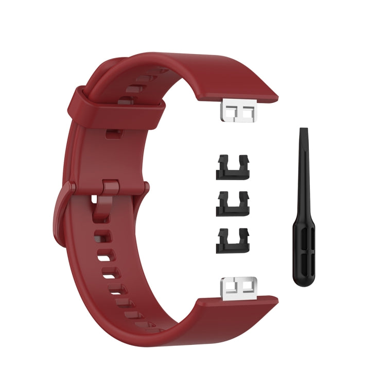 For Huawei Watch Fit Protective Silicone Case + Silicone Watch Band Kit(Wine Red) - Watch Bands by buy2fix | Online Shopping UK | buy2fix