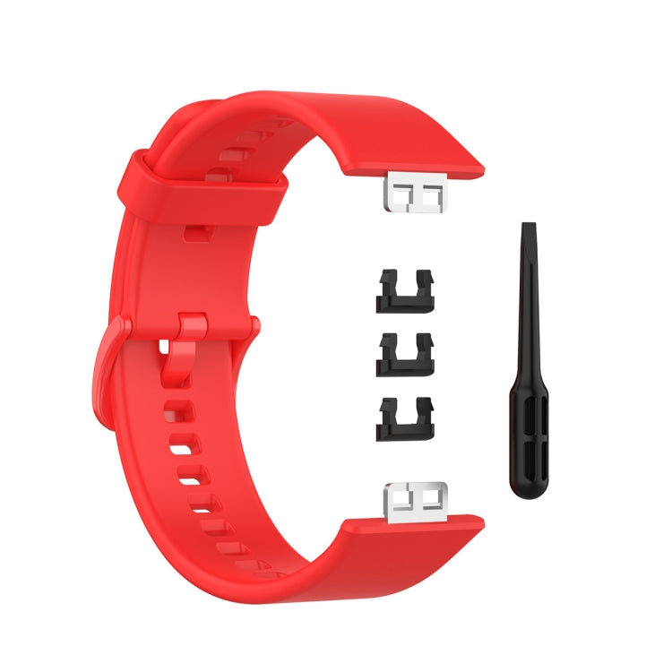 For Huawei Watch Fit Protective Silicone Case + Silicone Watch Band Kit(Red) - Watch Bands by buy2fix | Online Shopping UK | buy2fix
