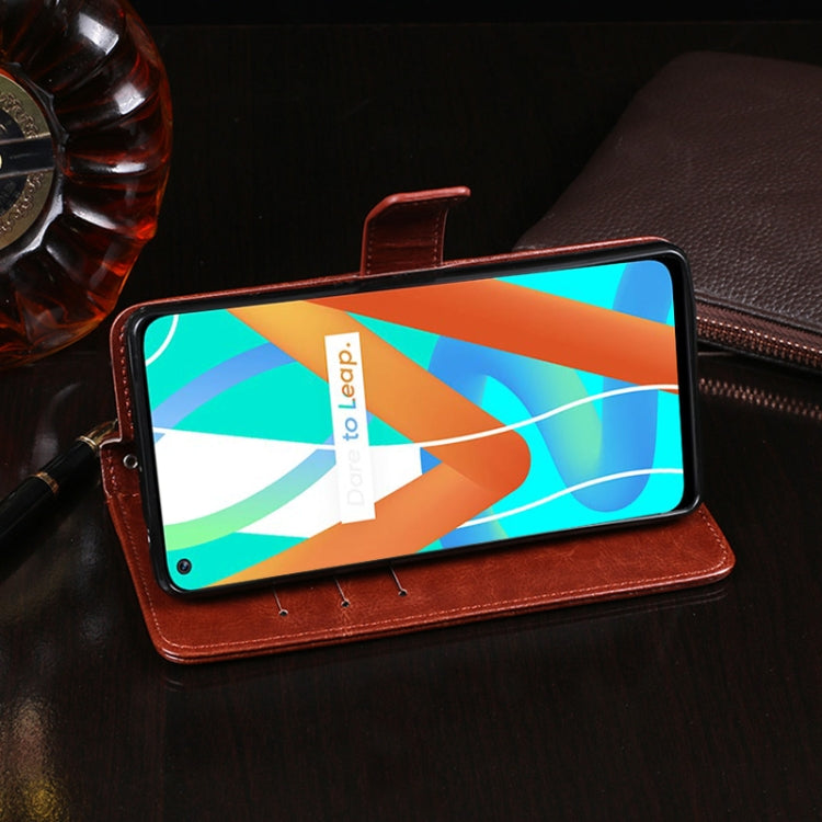 For OPPO Realme 8 5G idewei Crazy Horse Texture Horizontal Flip Leather Case with Holder & Card Slots & Wallet(Blue) - Realme Cases by idewei | Online Shopping UK | buy2fix