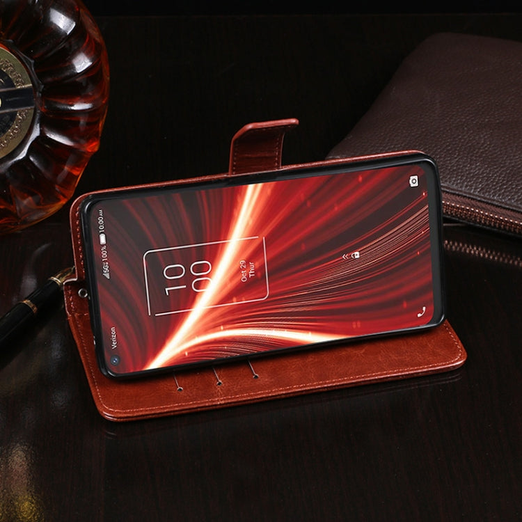 For TCL 10 5G UW idewei Crazy Horse Texture Horizontal Flip Leather Case with Holder & Card Slots & Wallet(Rose Red) - TCL by idewei | Online Shopping UK | buy2fix