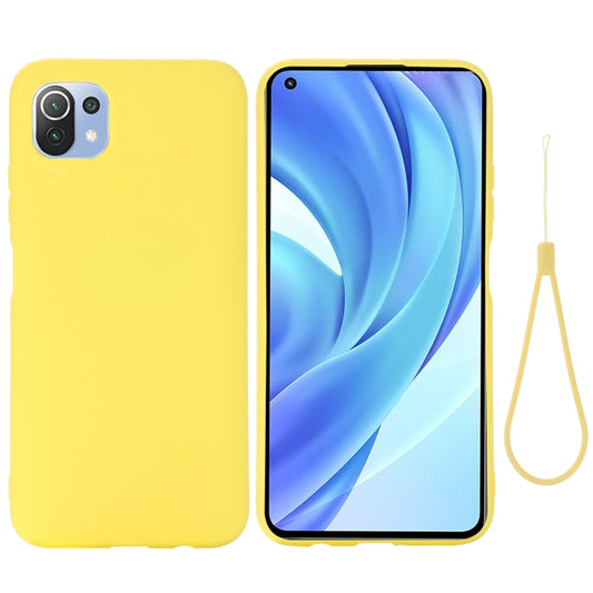 For Xiaomi Mi 11 Lite Solid Color Liquid Silicone Dropproof Full Coverage Protective Case(Yellow) by buy2fix