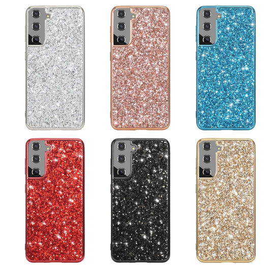 For Samsung Galaxy S21 FE Glitter Powder Shockproof TPU Protective Case(Rose Gold) by buy2fix