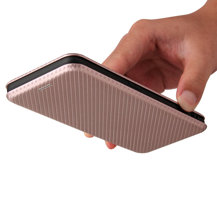 For OPPO F19 / A74 4G Carbon Fiber Texture Horizontal Flip TPU + PC + PU Leather Case with Card Slot(Pink) by buy2fix