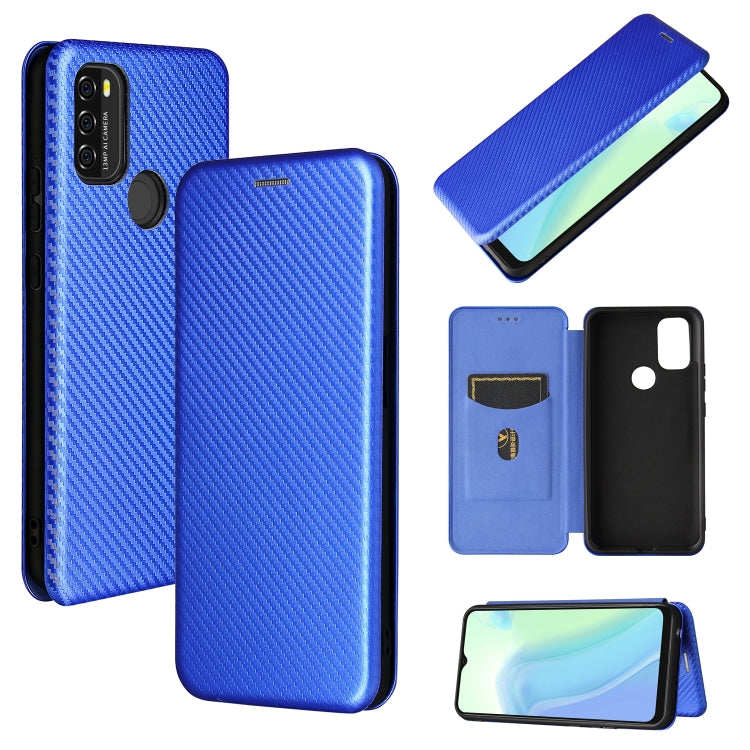 For Blackview A70 (2021) Carbon Fiber Texture Horizontal Flip TPU + PC + PU Leather Case with Card Slot(Blue) - More Brand by buy2fix | Online Shopping UK | buy2fix