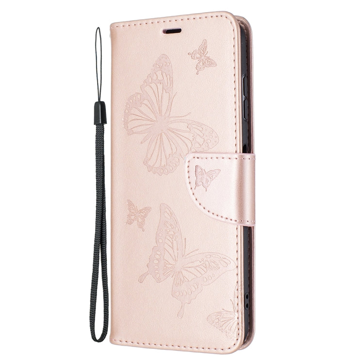 For Nokia G20 / G10 Embossing Two Butterflies Pattern Horizontal Flip PU Leather Case with Holder & Card Slot & Wallet & Lanyard(Rose Gold) - Nokia Cases by buy2fix | Online Shopping UK | buy2fix