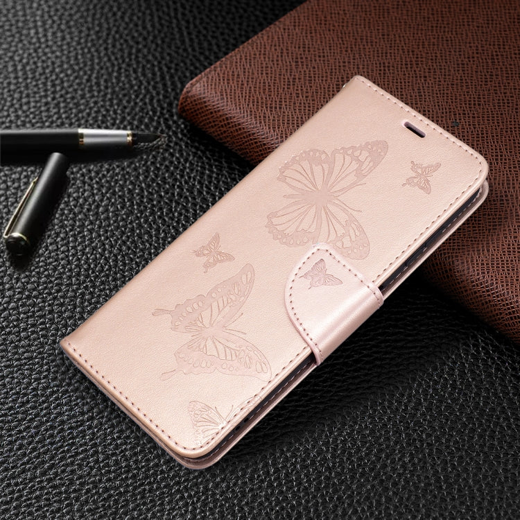For Nokia G20 / G10 Embossing Two Butterflies Pattern Horizontal Flip PU Leather Case with Holder & Card Slot & Wallet & Lanyard(Rose Gold) - Nokia Cases by buy2fix | Online Shopping UK | buy2fix