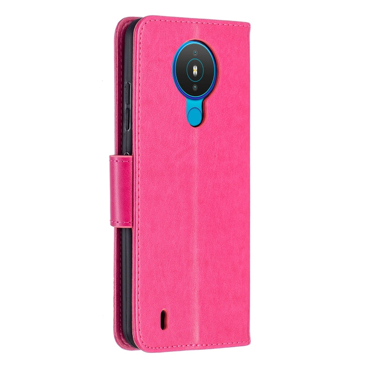 For Nokia 1.4 Embossing Two Butterflies Pattern Horizontal Flip PU Leather Case with Holder & Card Slot & Wallet & Lanyard(Rose Red) - Nokia Cases by buy2fix | Online Shopping UK | buy2fix