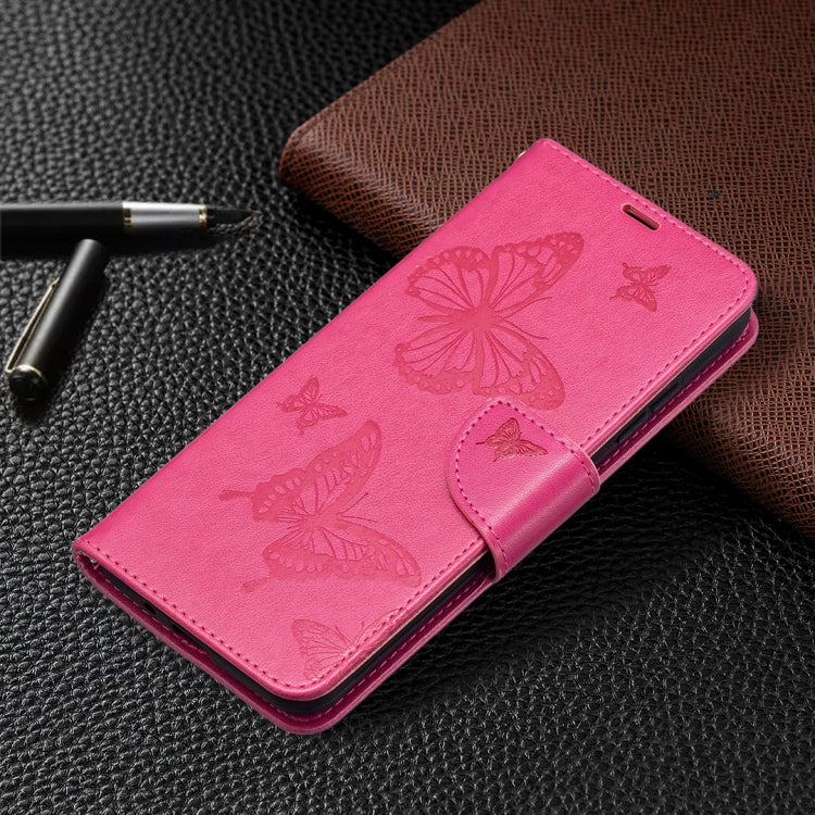 For Nokia 1.4 Embossing Two Butterflies Pattern Horizontal Flip PU Leather Case with Holder & Card Slot & Wallet & Lanyard(Rose Red) - Nokia Cases by buy2fix | Online Shopping UK | buy2fix