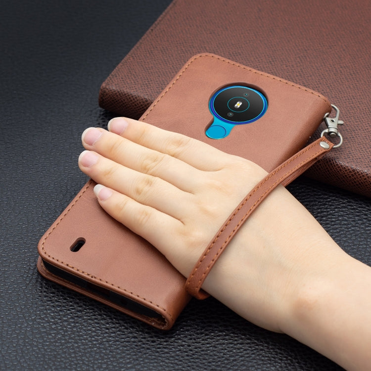 For Nokia 1.4 Retro Lambskin Texture Pure Color Horizontal Flip PU Leather Case with Holder & Card Slots & Wallet & Lanyard(Brown) by buy2fix