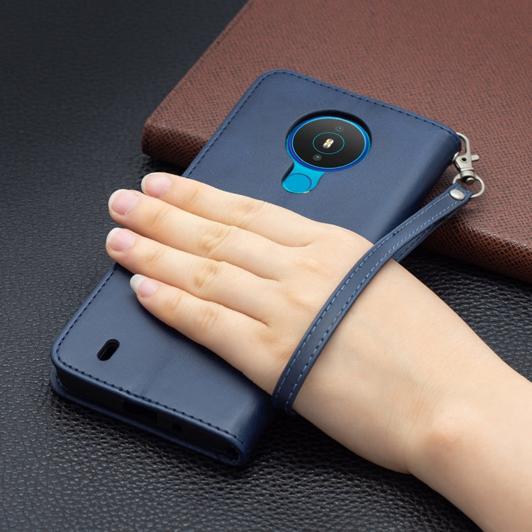 For Nokia 1.4 Retro Lambskin Texture Pure Color Horizontal Flip PU Leather Case with Holder & Card Slots & Wallet & Lanyard(Blue) by buy2fix