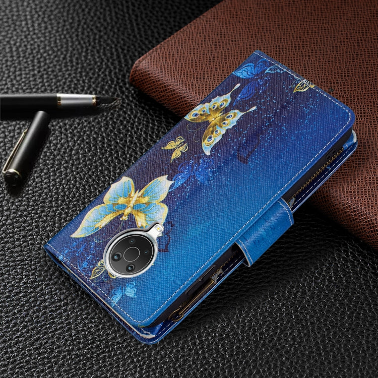 For Nokia G20 / G10 Colored Drawing Pattern Zipper Horizontal Flip Leather Case with Holder & Card Slots & Wallet(Gold Butterfly) by buy2fix