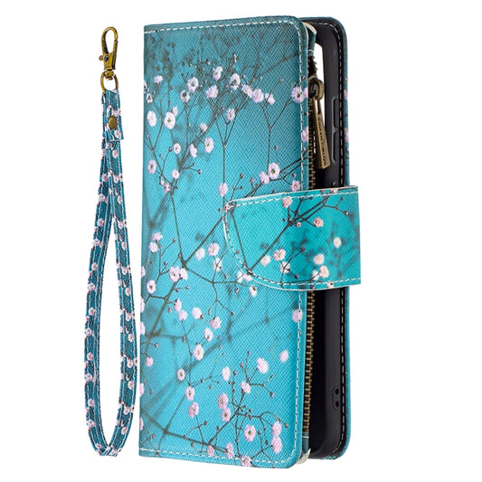 For Samsung Galaxy S21 FE Colored Drawing Pattern Zipper Horizontal Flip Leather Case with Holder & Card Slots & Wallet(Plum Blossom) by buy2fix