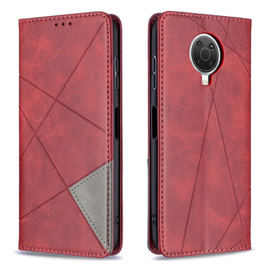 For Nokia G20 / G10 Rhombus Texture Horizontal Flip Magnetic Leather Case with Holder & Card Slots & Wallet(Red) by buy2fix