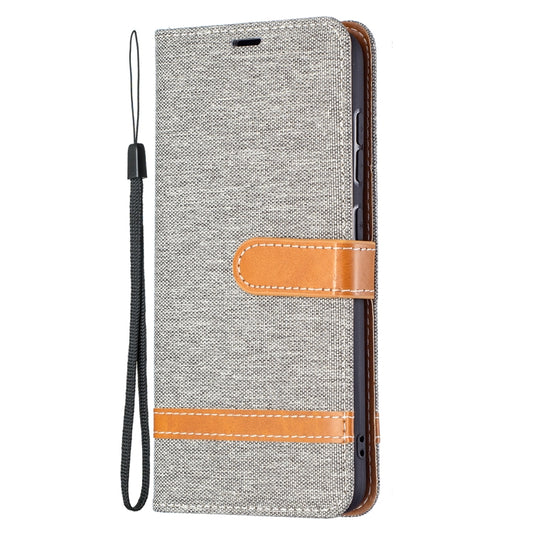 For Samsung Galaxy S21 FE Color Matching Denim Texture Horizontal Flip Leather Case with Holder & Card Slots & Wallet & Lanyard(Grey) by buy2fix