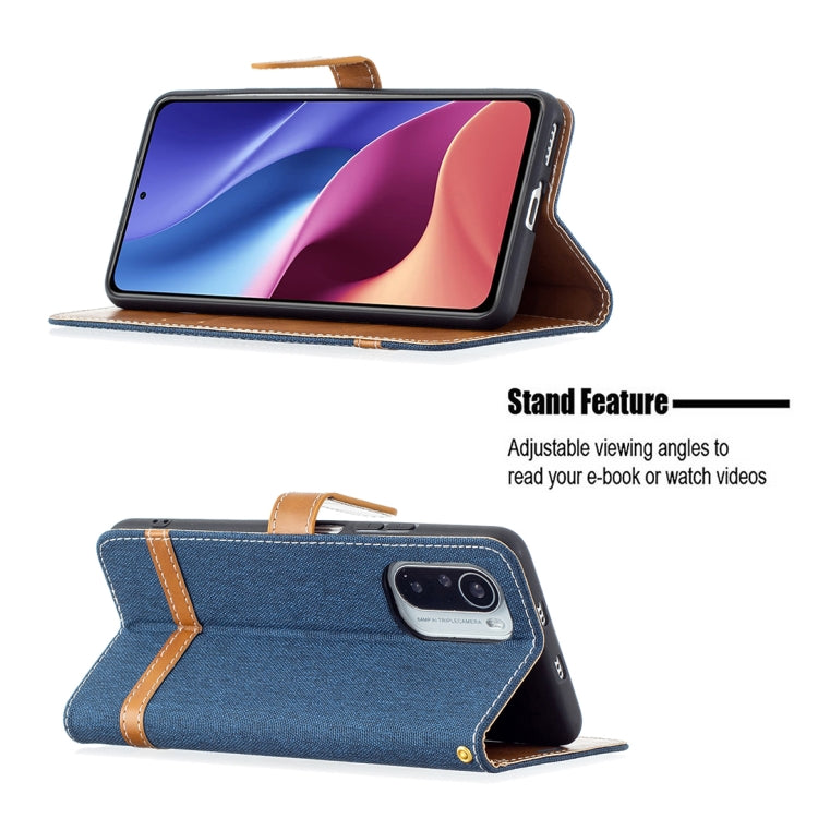 For Xiaomi Mi 11i / Poco F3 / Redmi K40 Color Matching Denim Texture Horizontal Flip Leather Case with Holder & Card Slots & Wallet & Lanyard(Dark Blue) - Xiaomi Cases by buy2fix | Online Shopping UK | buy2fix