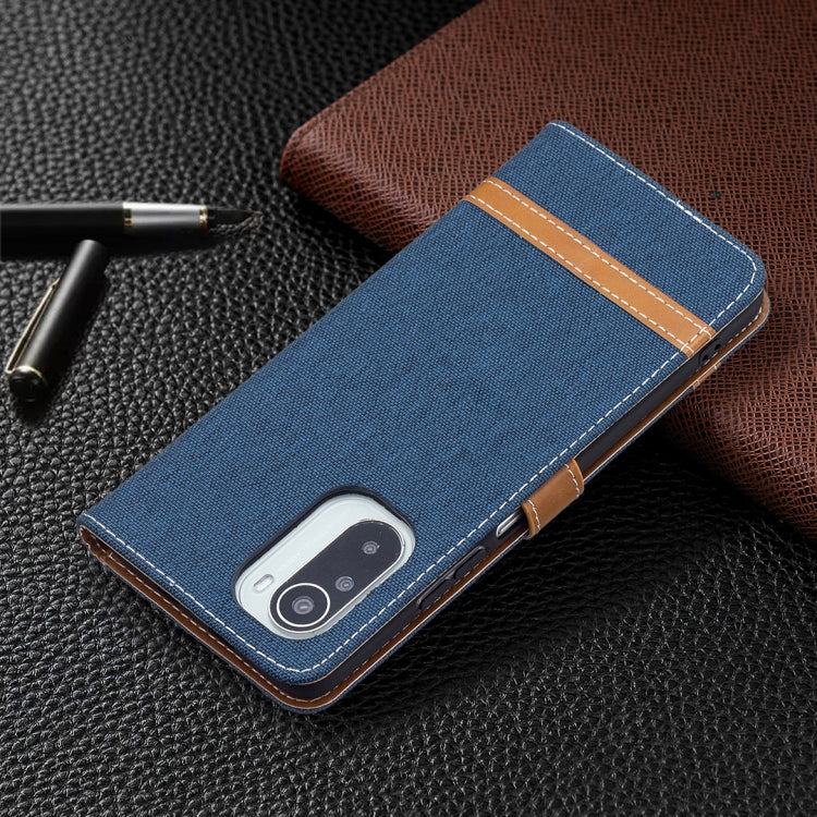 For Xiaomi Mi 11i / Poco F3 / Redmi K40 Color Matching Denim Texture Horizontal Flip Leather Case with Holder & Card Slots & Wallet & Lanyard(Dark Blue) - Xiaomi Cases by buy2fix | Online Shopping UK | buy2fix