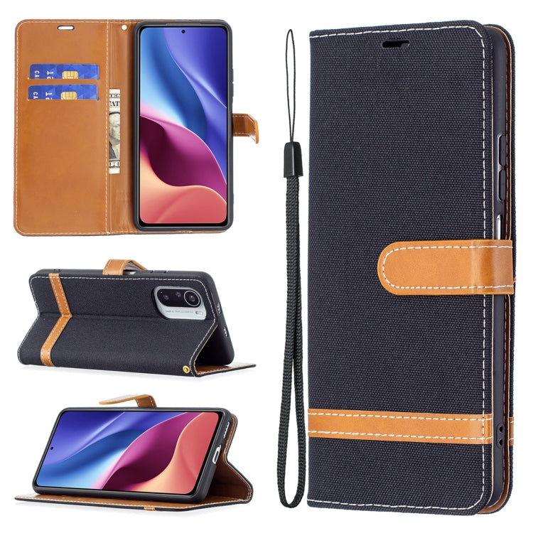 For Xiaomi Mi 11i / Poco F3 / Redmi K40 Color Matching Denim Texture Horizontal Flip Leather Case with Holder & Card Slots & Wallet & Lanyard(Black) - Xiaomi Cases by buy2fix | Online Shopping UK | buy2fix