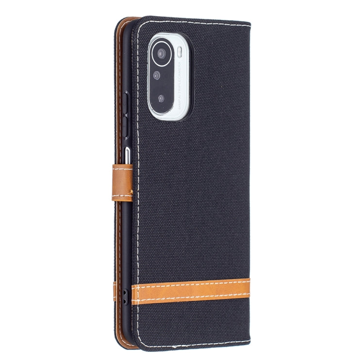 For Xiaomi Mi 11i / Poco F3 / Redmi K40 Color Matching Denim Texture Horizontal Flip Leather Case with Holder & Card Slots & Wallet & Lanyard(Black) - Xiaomi Cases by buy2fix | Online Shopping UK | buy2fix
