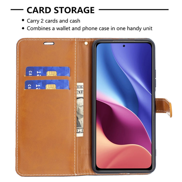 For Xiaomi Mi 11i / Poco F3 / Redmi K40 Color Matching Denim Texture Horizontal Flip Leather Case with Holder & Card Slots & Wallet & Lanyard(Black) - Xiaomi Cases by buy2fix | Online Shopping UK | buy2fix