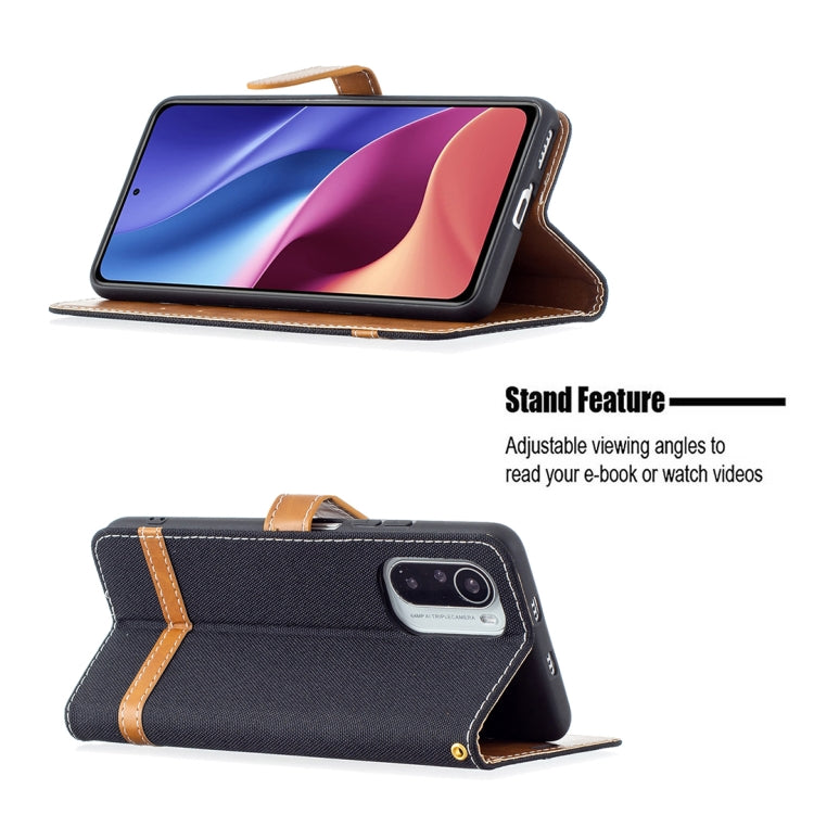 For Xiaomi Mi 11i / Poco F3 / Redmi K40 Color Matching Denim Texture Horizontal Flip Leather Case with Holder & Card Slots & Wallet & Lanyard(Black) - Xiaomi Cases by buy2fix | Online Shopping UK | buy2fix