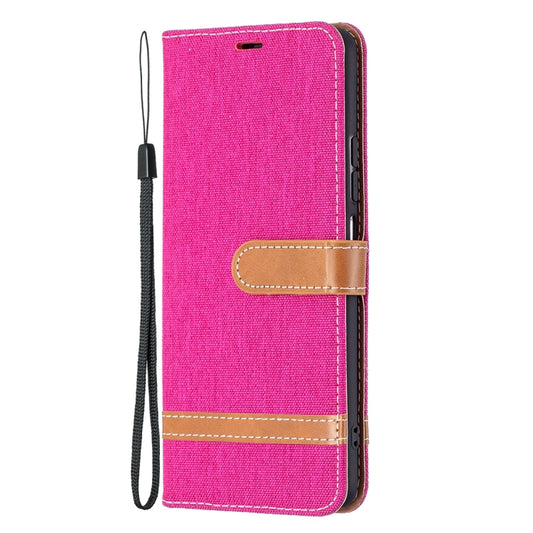 For Xiaomi Mi 11i / Poco F3 / Redmi K40 Color Matching Denim Texture Horizontal Flip Leather Case with Holder & Card Slots & Wallet & Lanyard(Rose Red) by buy2fix