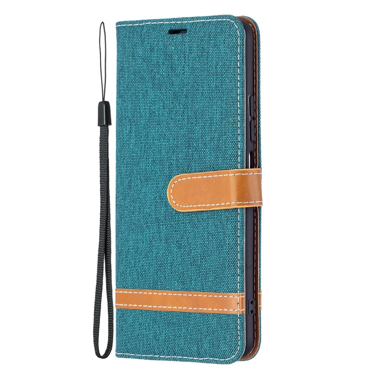 For Xiaomi Mi 11i / Poco F3 / Redmi K40 Color Matching Denim Texture Horizontal Flip Leather Case with Holder & Card Slots & Wallet & Lanyard(Green) - Xiaomi Cases by buy2fix | Online Shopping UK | buy2fix