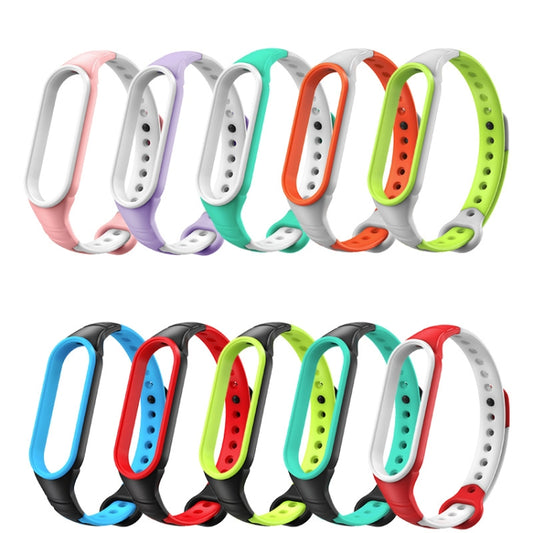 For Xiaomi Mi Band 6 / Band 5 Two-color Silicone Breathable Replacement Watchbands(Black Red) by buy2fix