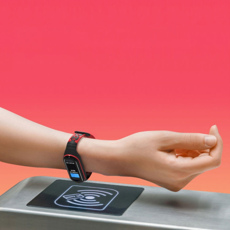 For Xiaomi Mi Band 6 / Band 5 Two-color Silicone Breathable Replacement Watchbands(Black Red) by buy2fix